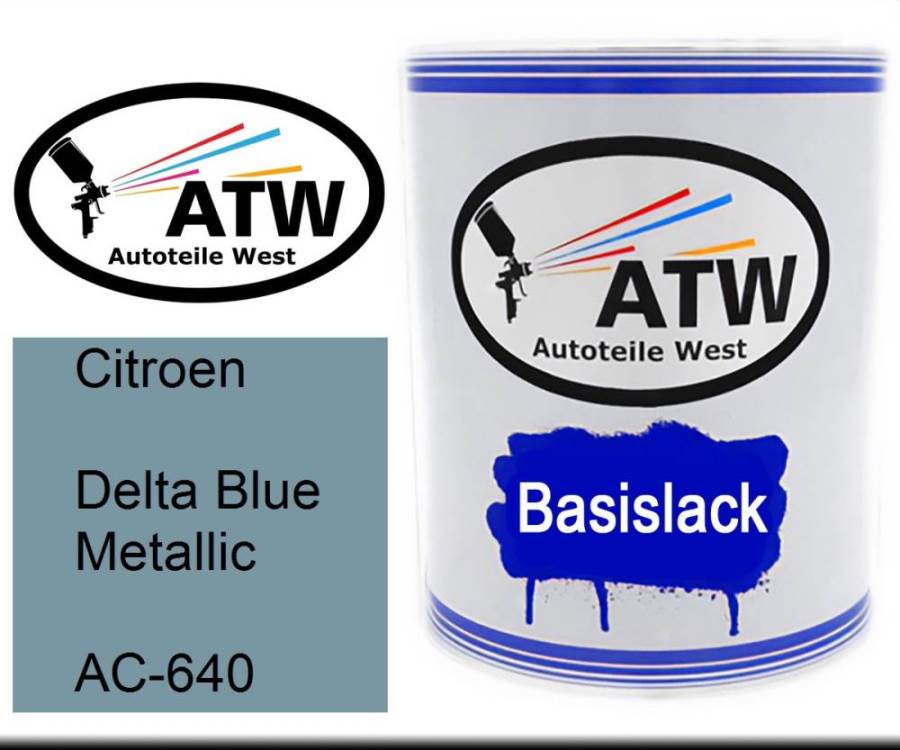 Citroen, Delta Blue Metallic, AC-640: 1L Lackdose, von ATW Autoteile West.